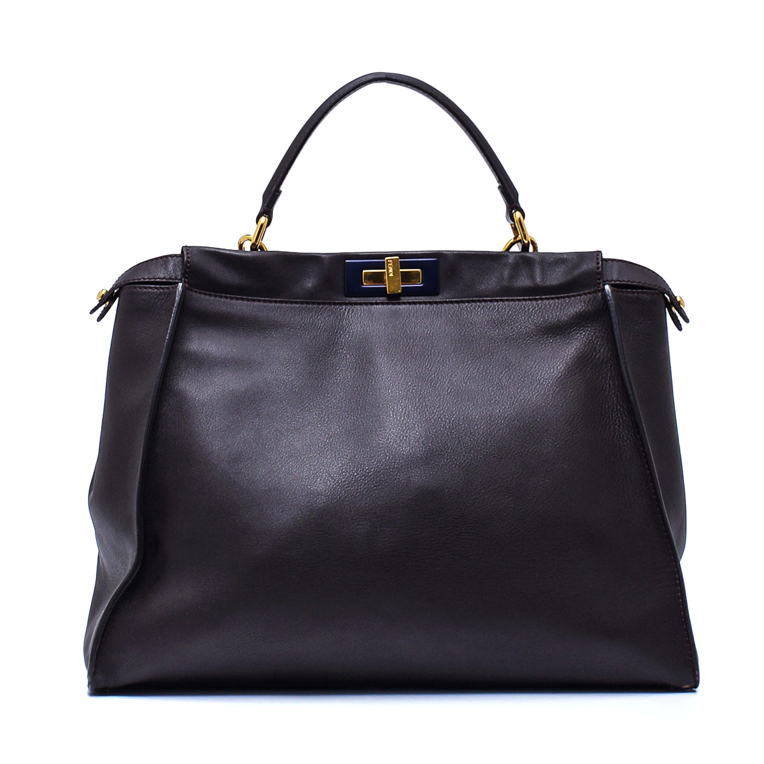 Fendi - Dark Brown Rigid Leather Large Peekaboo